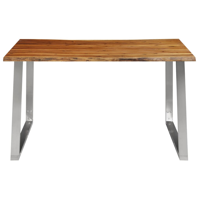 Dining Table 140x80x75 cm Solid Acacia Wood and Stainless Steel