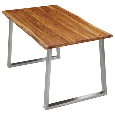 Dining Table 140x80x75 cm Solid Acacia Wood and Stainless Steel