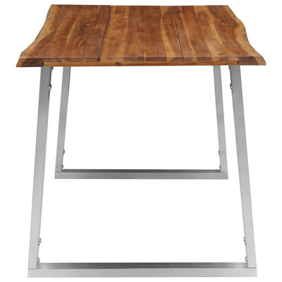 Dining Table 140x80x75 cm Solid Acacia Wood and Stainless Steel