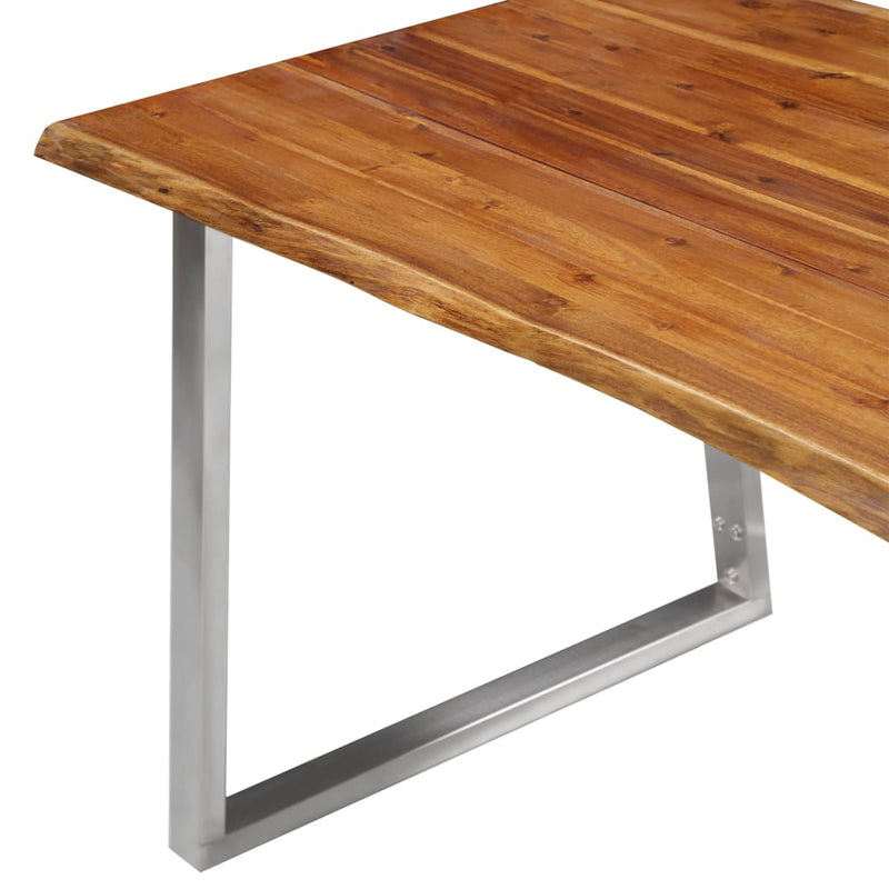 Dining Table 140x80x75 cm Solid Acacia Wood and Stainless Steel