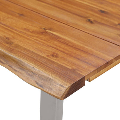 Dining Table 140x80x75 cm Solid Acacia Wood and Stainless Steel