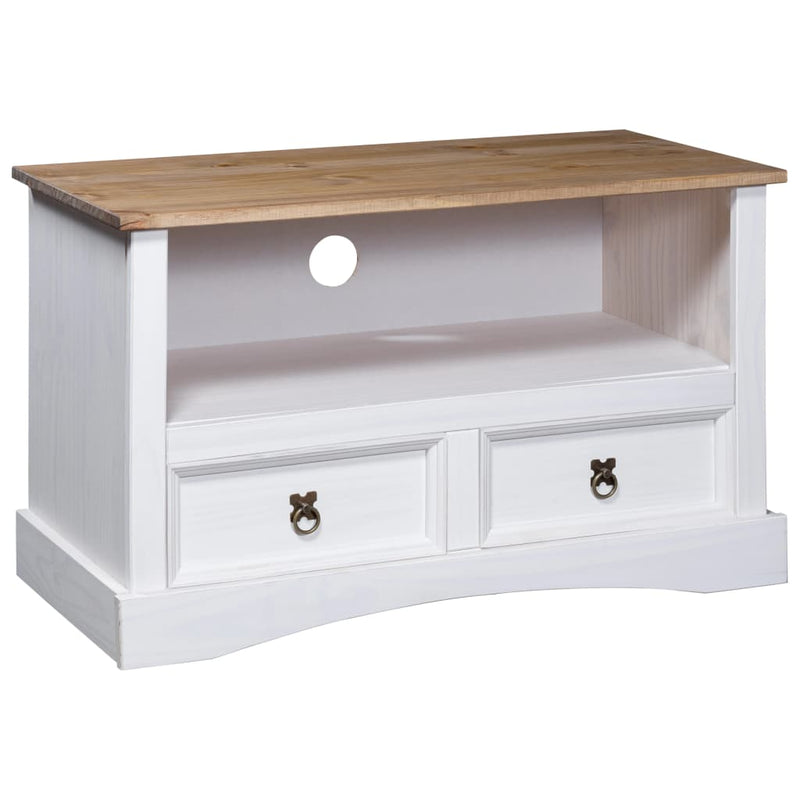 TV Cabinet Mexican Pine Corona Range White 91x43x56 cm