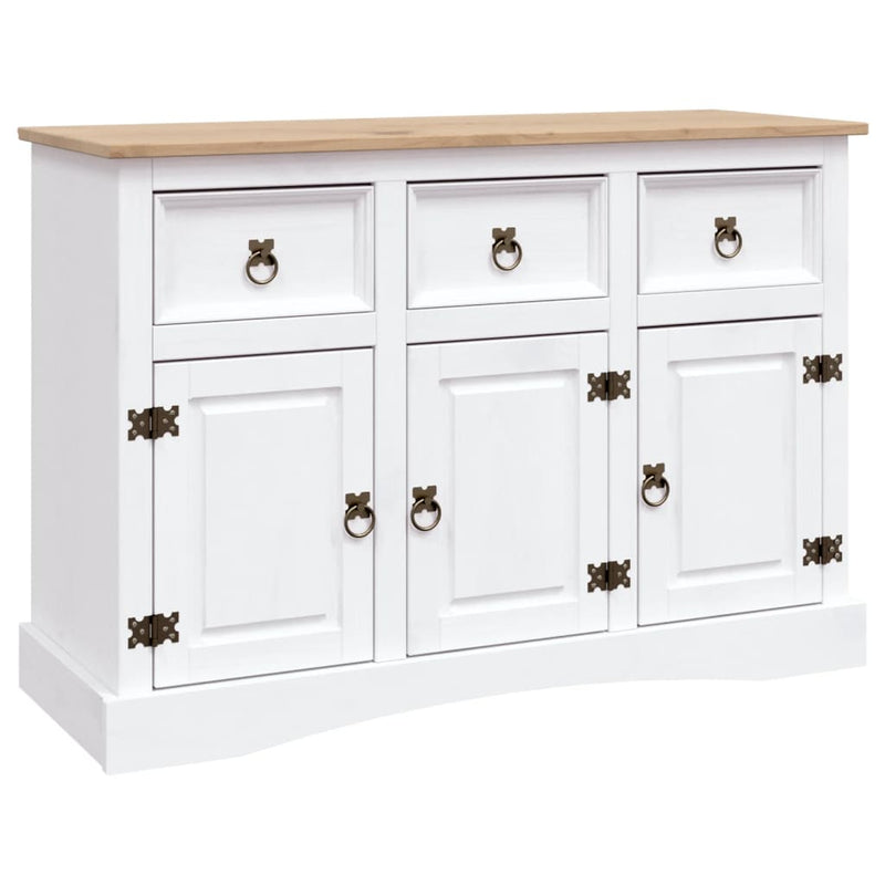 Sideboard Solid Mexican Pinewood Corona Range White 132x43x78 cm