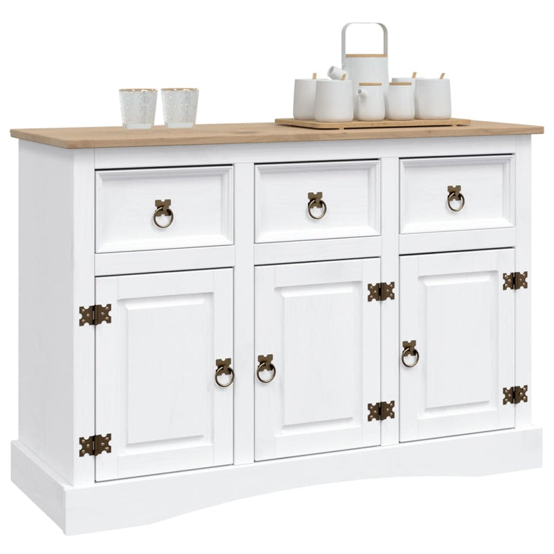 Sideboard Solid Mexican Pinewood Corona Range White 132x43x78 cm