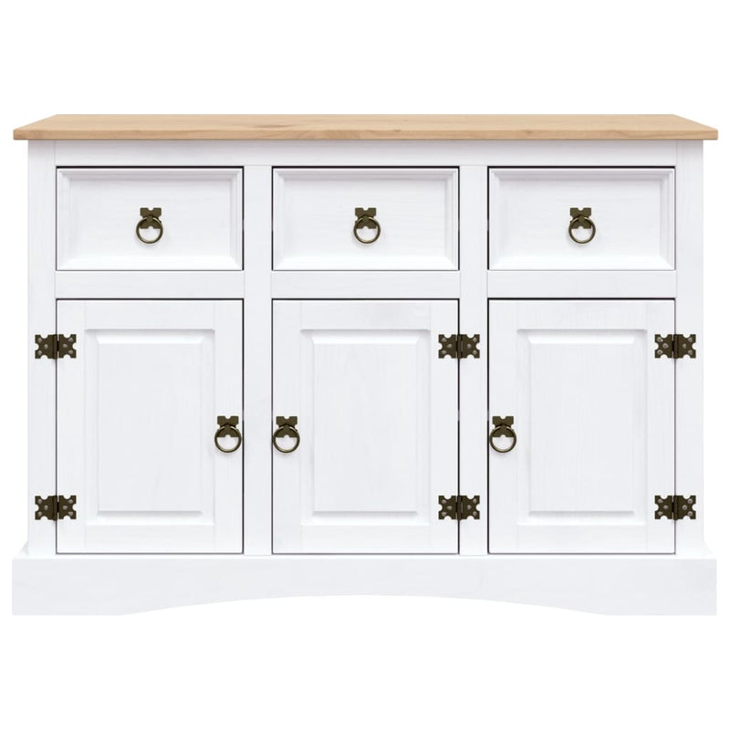 Sideboard Solid Mexican Pinewood Corona Range White 132x43x78 cm