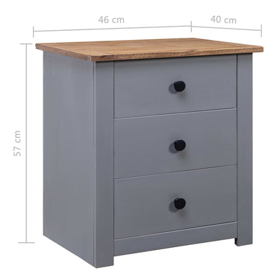 Bedside Cabinet Grey 46x40x57 cm Pinewood Panama Range