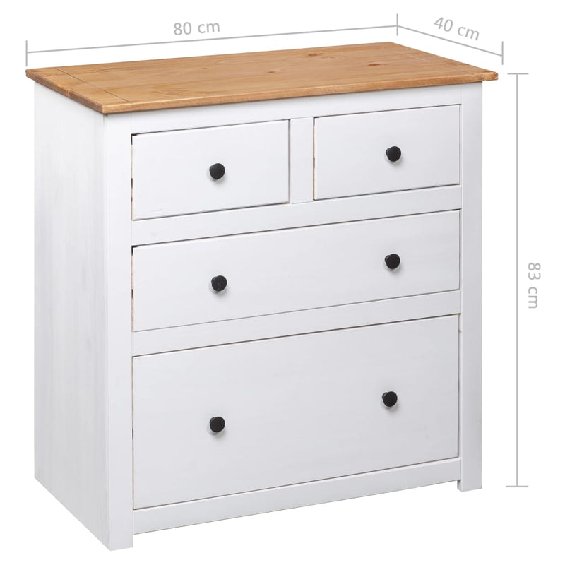 Sideboard White 80x40x83 cm Pinewood Panama Range