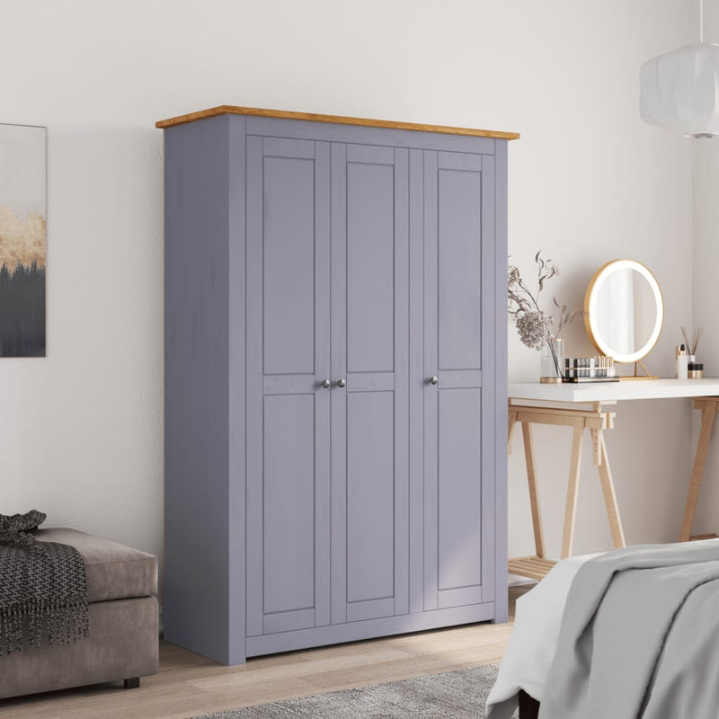 3-Door Wardrobe Grey 118x50x171.5 cm Pine Panama Range