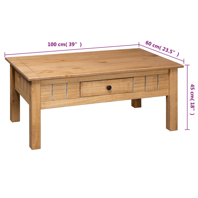 Coffee Table 100x60x45 cm Solid Pine Wood Panama Range