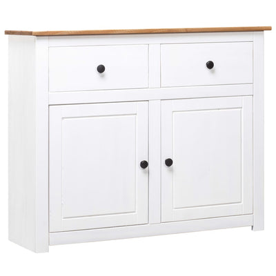 Sideboard White 93x40x80 cm Solid Pinewood Panama Range