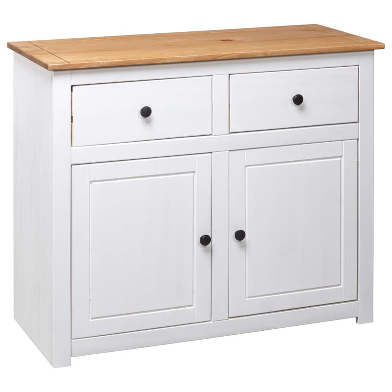 Sideboard White 93x40x80 cm Solid Pinewood Panama Range