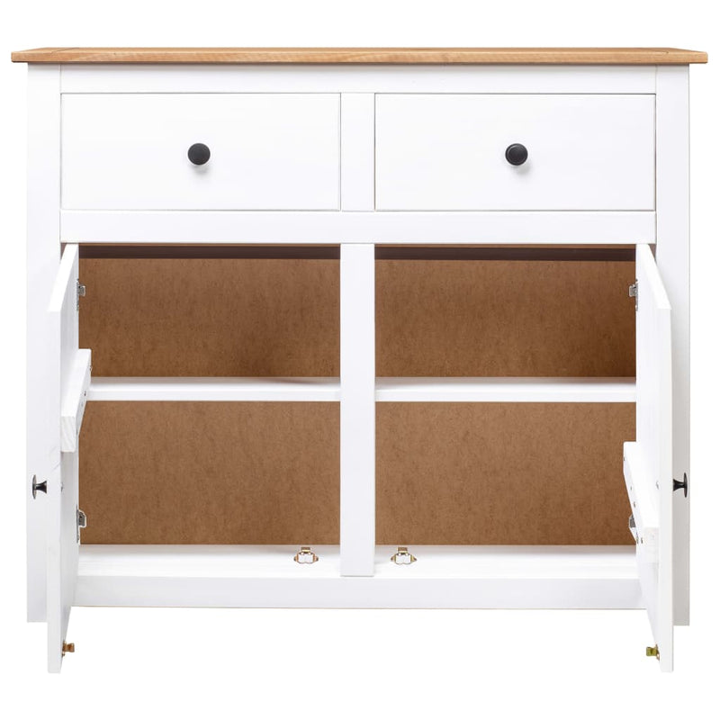 Sideboard White 93x40x80 cm Solid Pinewood Panama Range