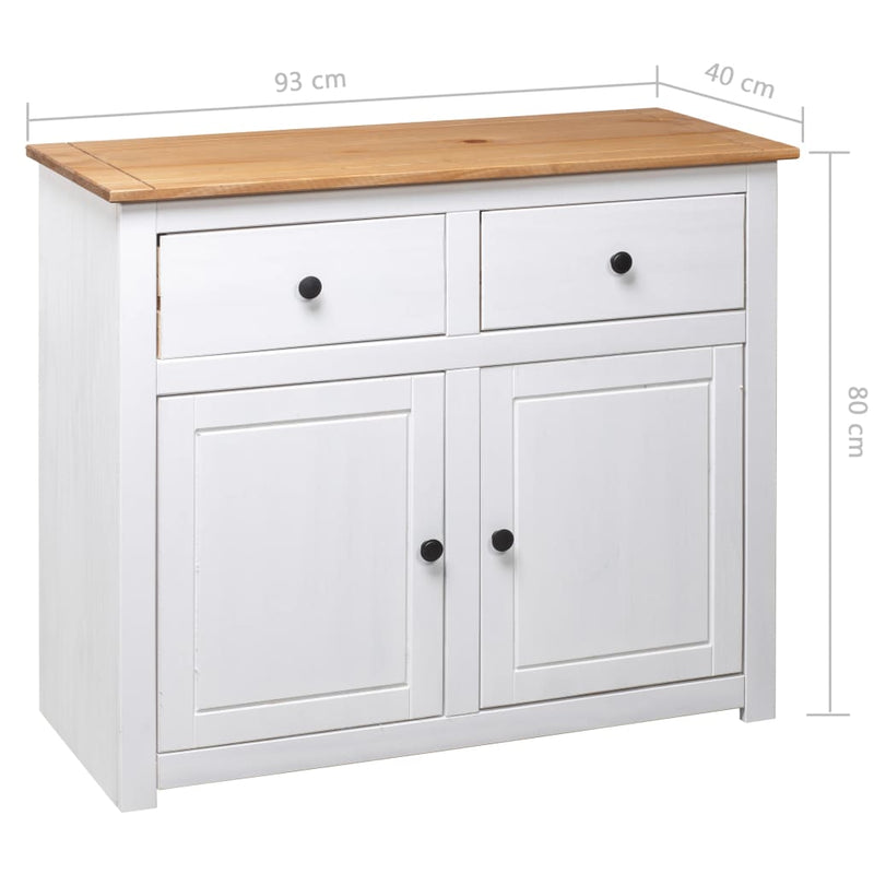 Sideboard White 93x40x80 cm Solid Pinewood Panama Range