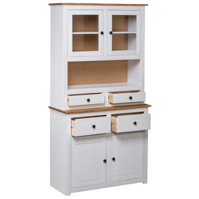 Highboard White 93x40.5x180 cm Solid Pinewood Panama Range