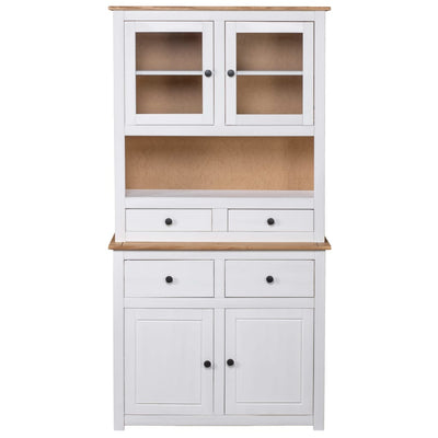 Highboard White 93x40.5x180 cm Solid Pinewood Panama Range