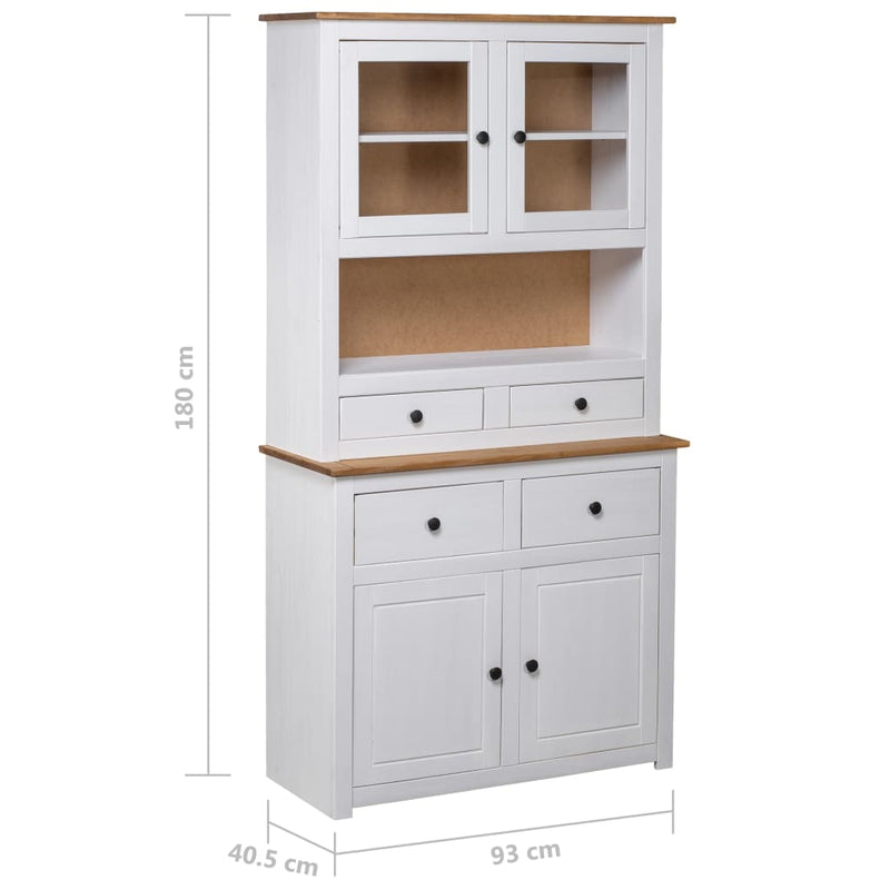 Highboard White 93x40.5x180 cm Solid Pinewood Panama Range