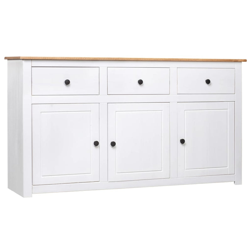 Sideboard White 135x40x80 cm Solid Pinewood Panama Range