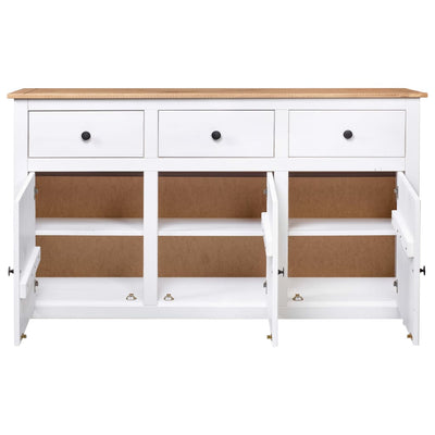 Sideboard White 135x40x80 cm Solid Pinewood Panama Range