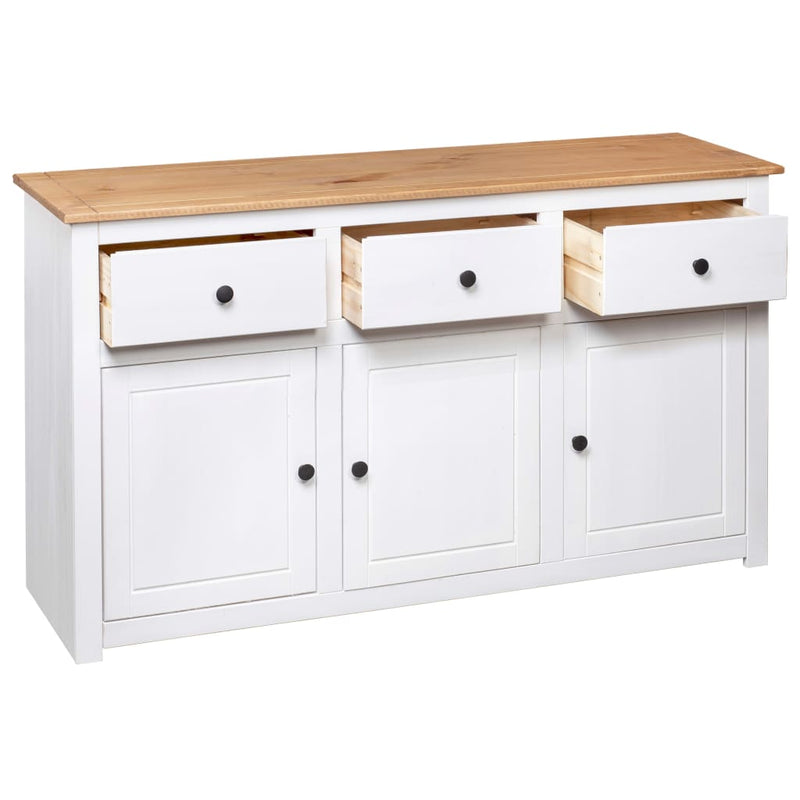 Sideboard White 135x40x80 cm Solid Pinewood Panama Range