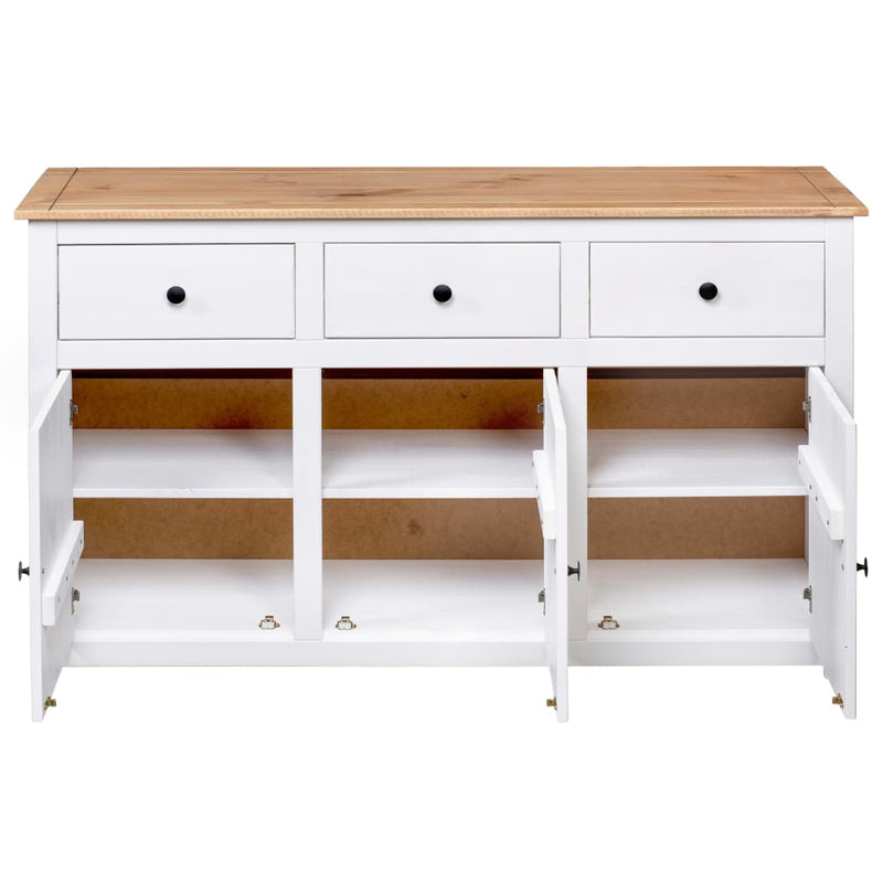 Sideboard White 135x40x80 cm Solid Pinewood Panama Range