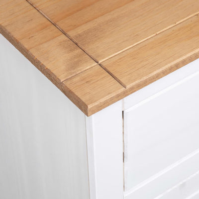 Sideboard White 135x40x80 cm Solid Pinewood Panama Range