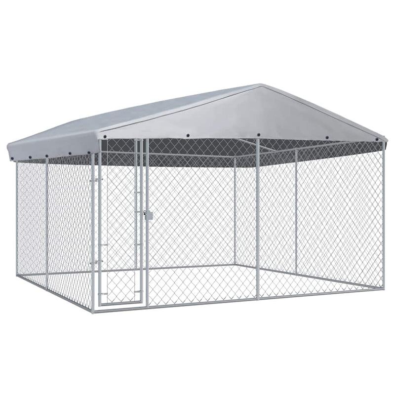 Outdoor Dog Kennel with Roof 382x382x225 cm