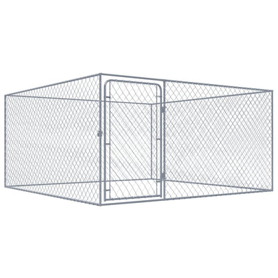 Outdoor Dog Kennel Galvanised Steel 2x2x1 m