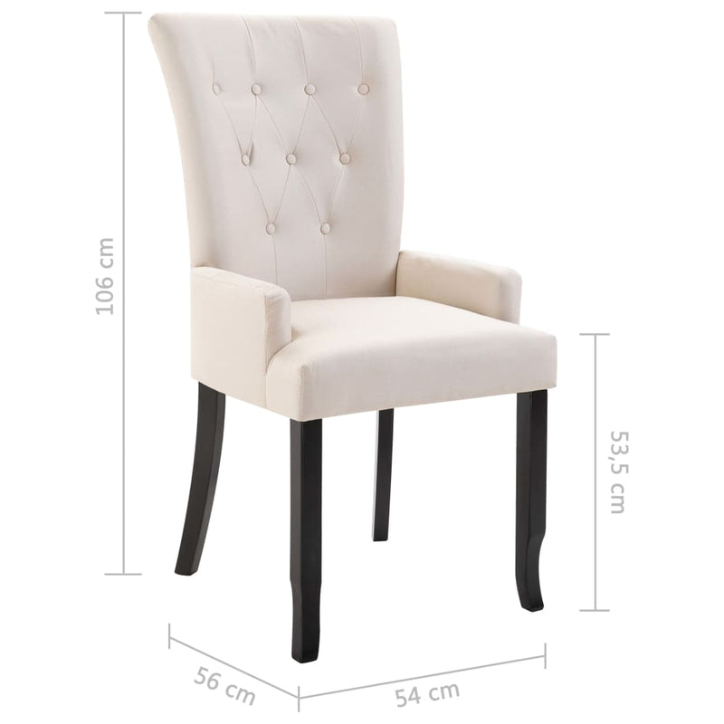 Dining Chairs with Armrests 2 pcs Beige Fabric