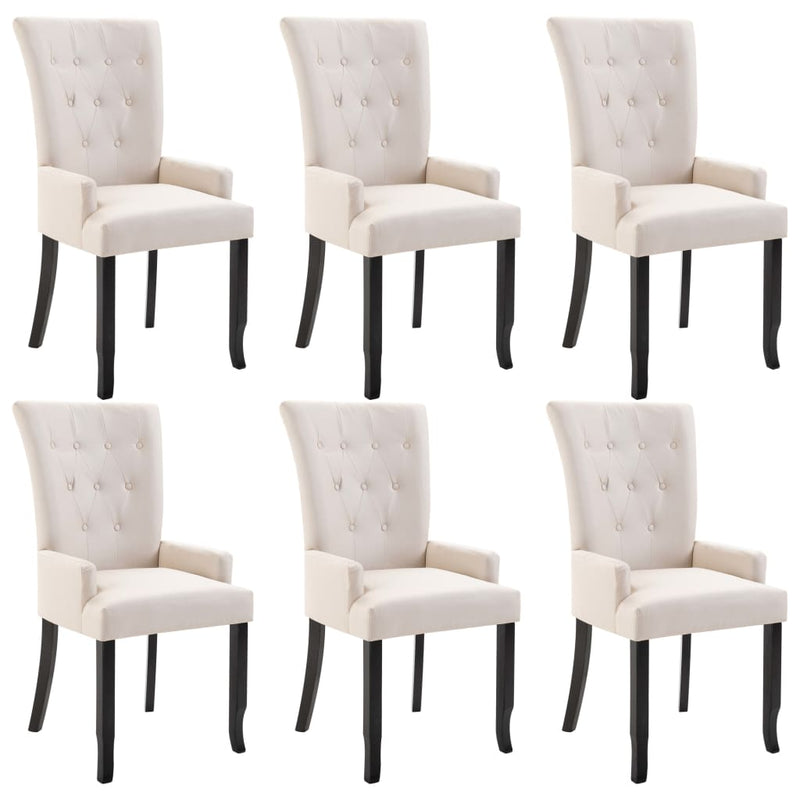 Dining Chairs with Armrests 6 pcs Beige Fabric