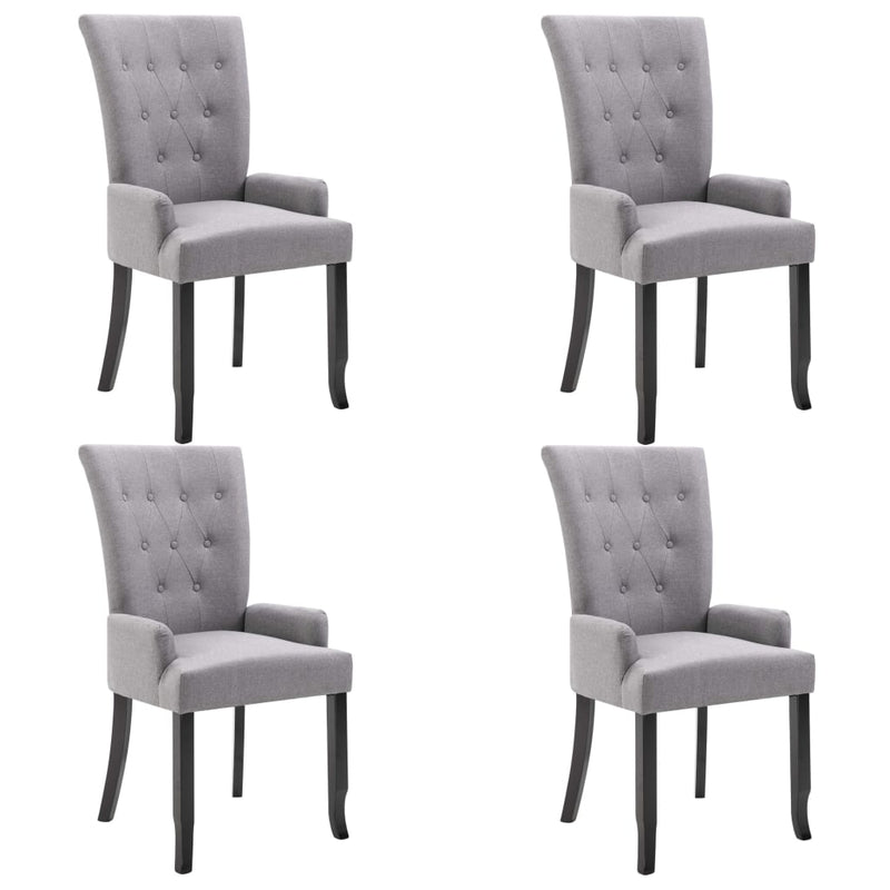 Dining Chairs with Armrests 4 pcs Light Grey Fabric