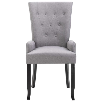 Dining Chairs with Armrests 4 pcs Light Grey Fabric