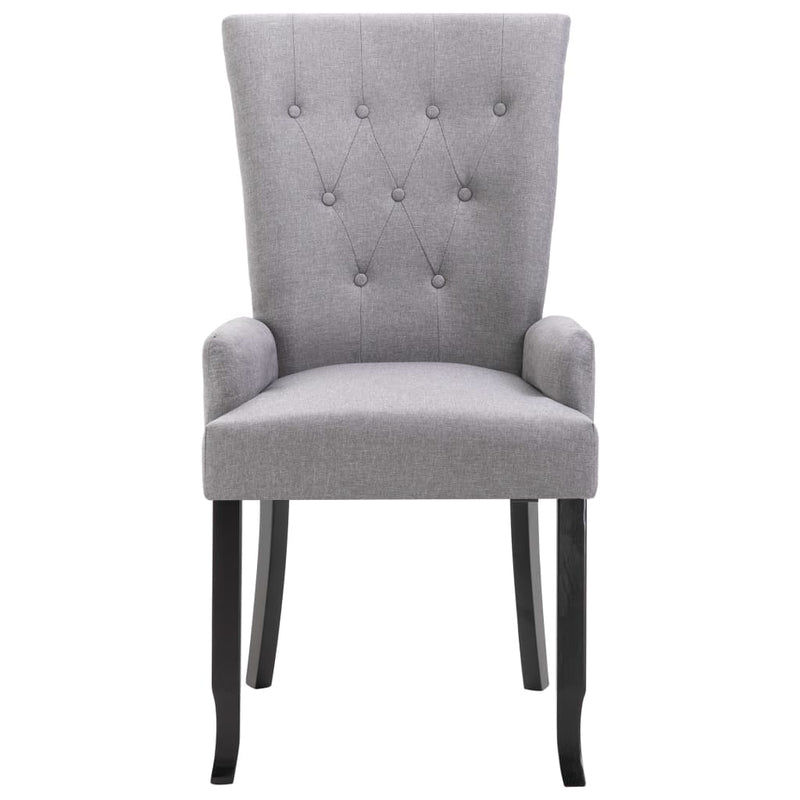 Dining Chairs with Armrests 4 pcs Light Grey Fabric