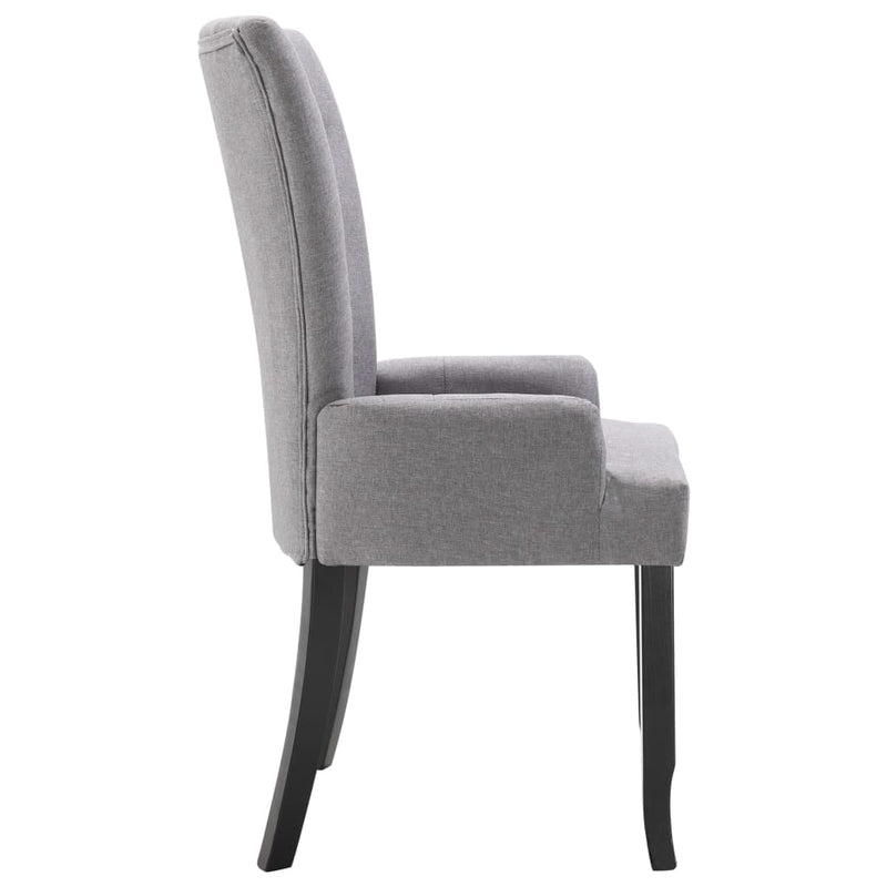 Dining Chairs with Armrests 4 pcs Light Grey Fabric