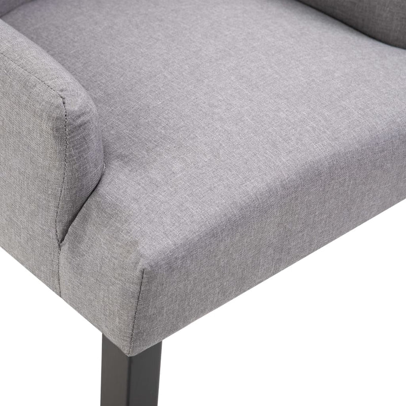 Dining Chairs with Armrests 4 pcs Light Grey Fabric