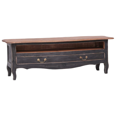 TV Cabinet 120x30x40 cm Black Solid Mahogany Wood