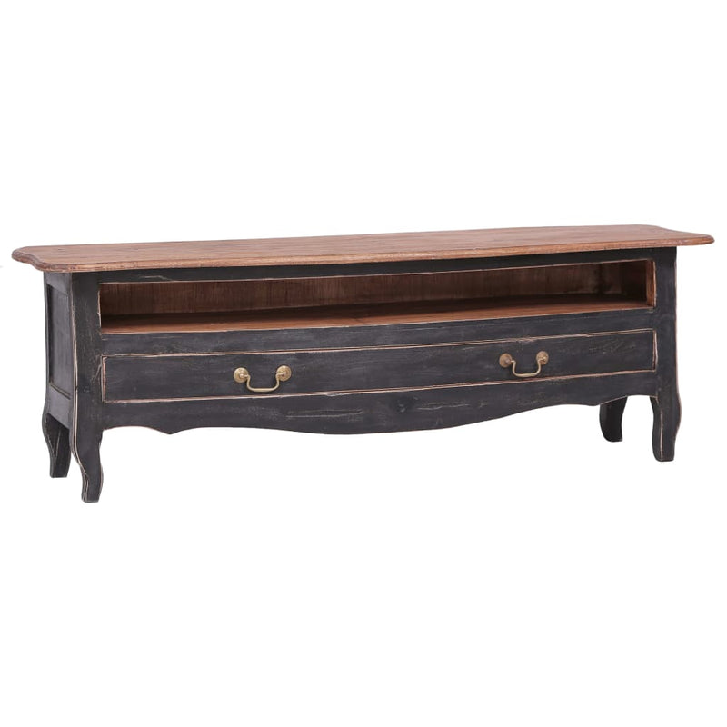 TV Cabinet 120x30x40 cm Black Solid Mahogany Wood