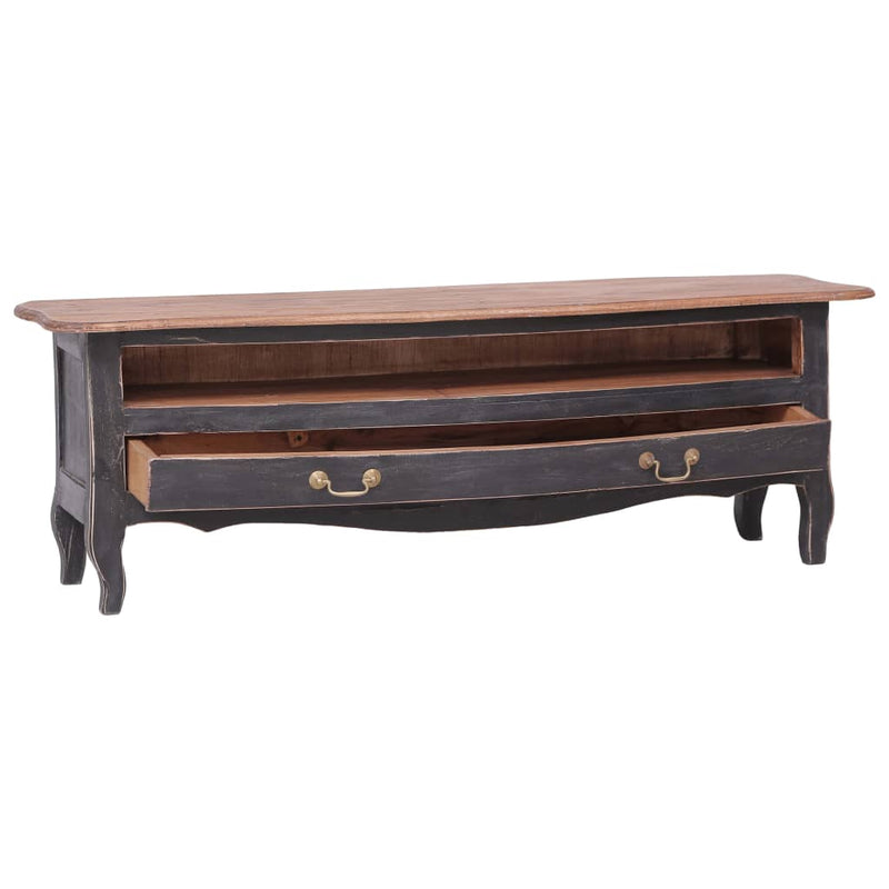 TV Cabinet 120x30x40 cm Black Solid Mahogany Wood
