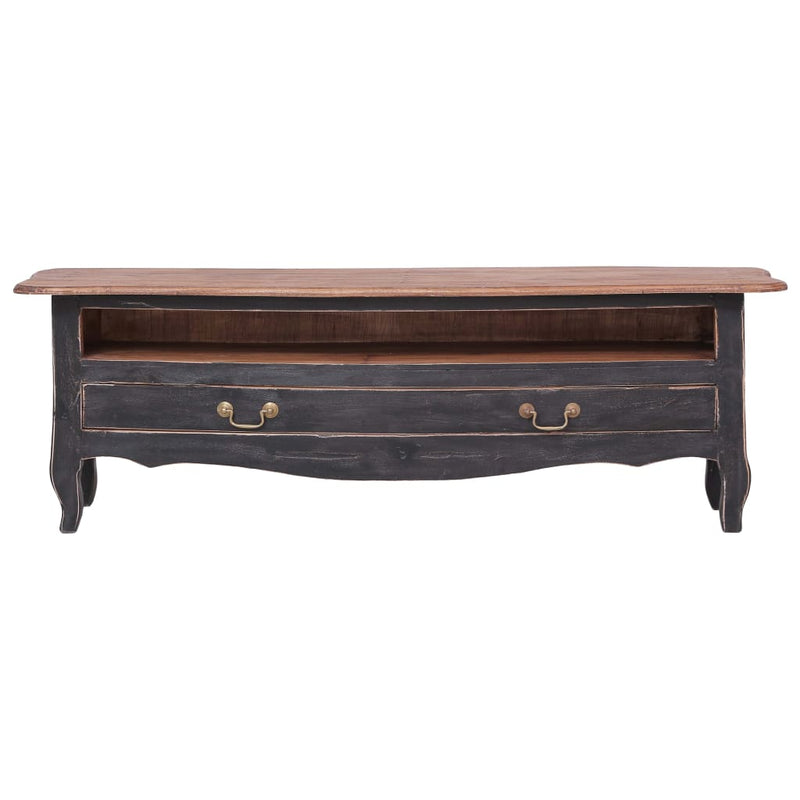TV Cabinet 120x30x40 cm Black Solid Mahogany Wood