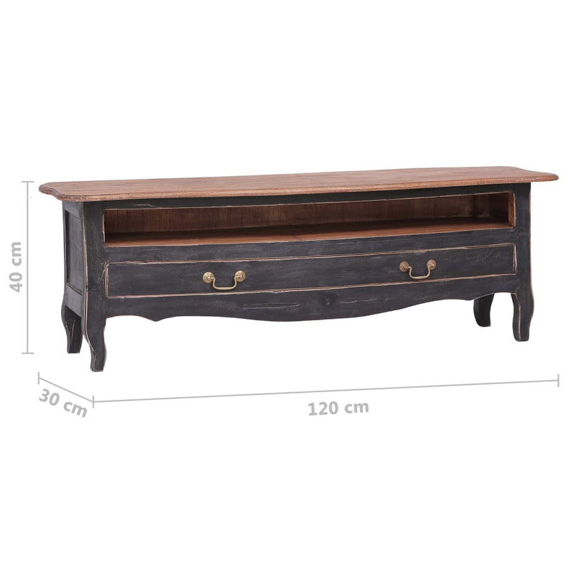 TV Cabinet 120x30x40 cm Black Solid Mahogany Wood