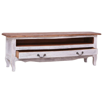 TV Cabinet 120x30x40 cm White Solid Mahogany Wood