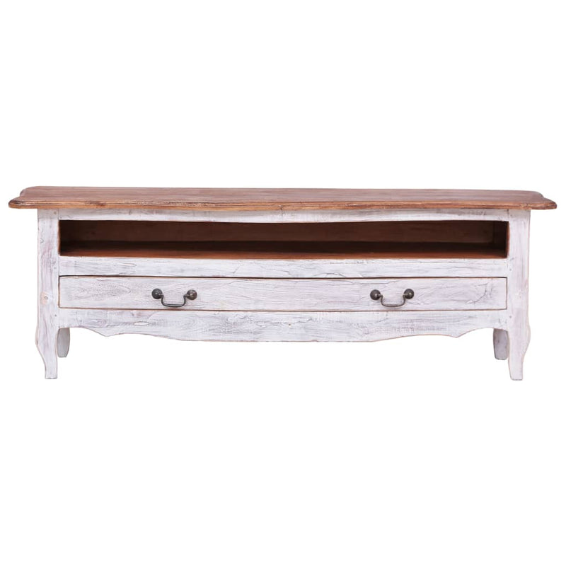 TV Cabinet 120x30x40 cm White Solid Mahogany Wood