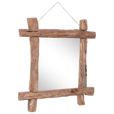 Log Mirror Natural 70x70 cm Recycled Teak Wood