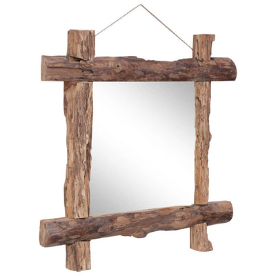 Log Mirror Natural 70x70 cm Recycled Teak Wood