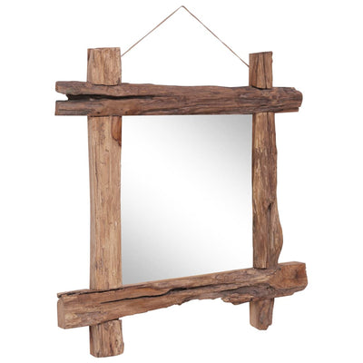 Log Mirror Natural 70x70 cm Recycled Teak Wood