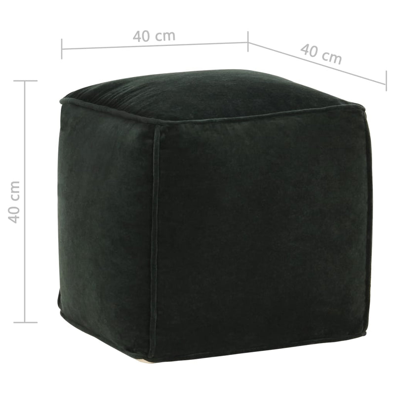 Pouffe Cotton Velvet 40x40x40 cm Forest Green