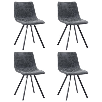 Dining Chairs 4 pcs Black Faux Leather