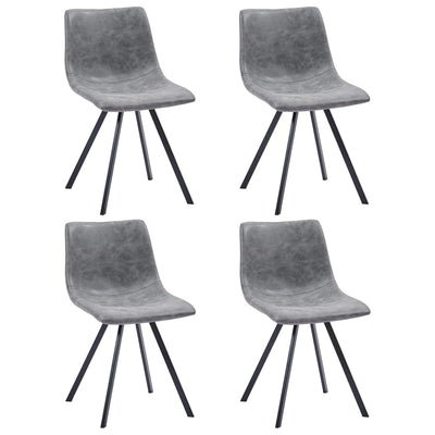 Dining Chairs 4 pcs Grey Faux Leather