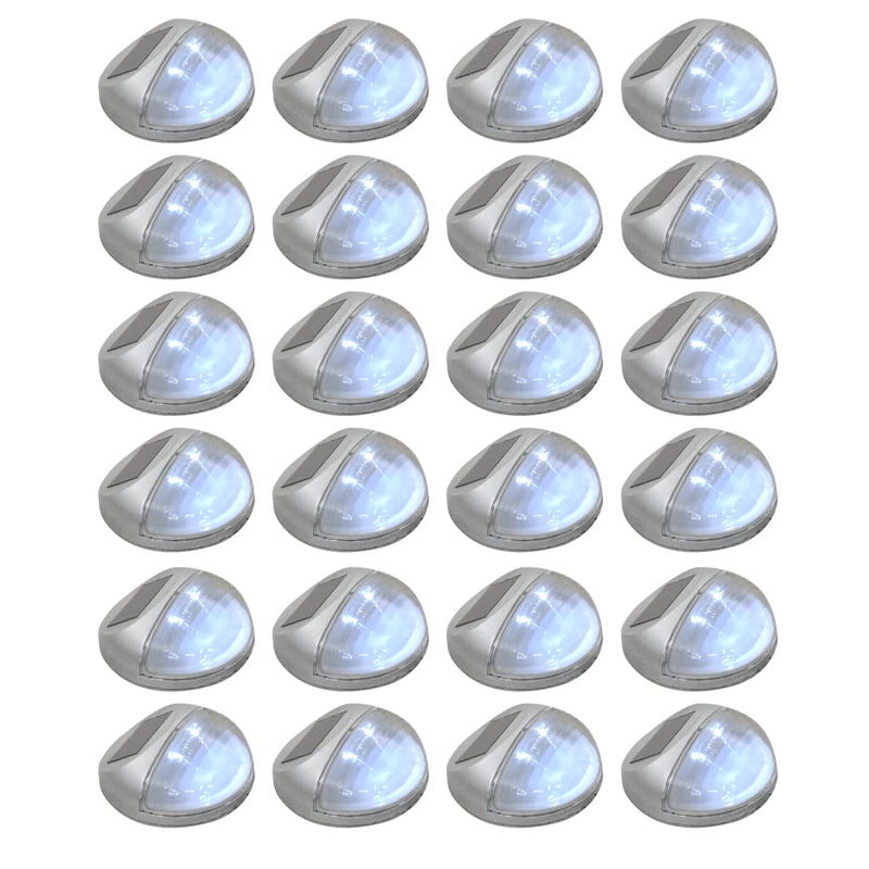 Outdoor Solar Wall Lamps LED 24 pcs Round Silver