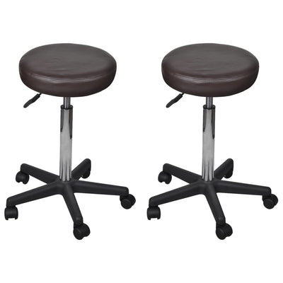 Office Stools 2 pcs Brown 35.5x84 cm Faux Leather