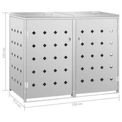 Double Wheelie Bin Shed 240 L Stainless Steel